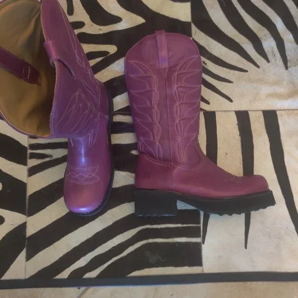 Purple John Fluevog Platform Boots Fluevog Shoes Burke Platform - Main Image